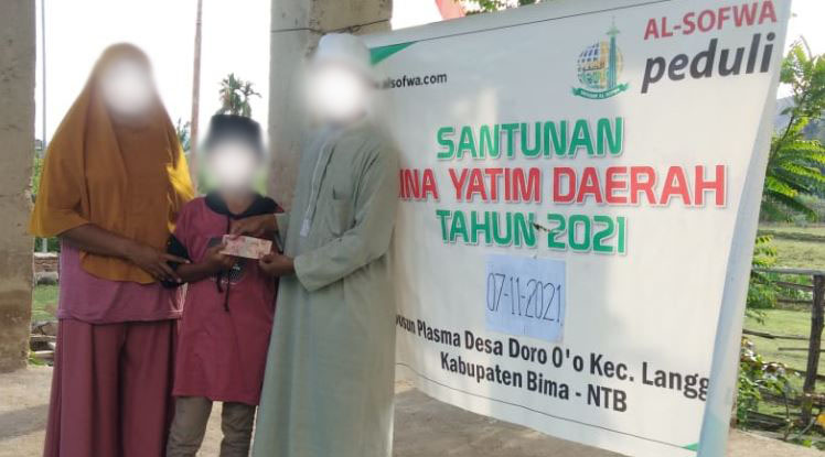 Santuanan Bina Yatim Daerah Al-Sofwa di  Desa Doro o’o Bima untuk Bulan Oktober 2021