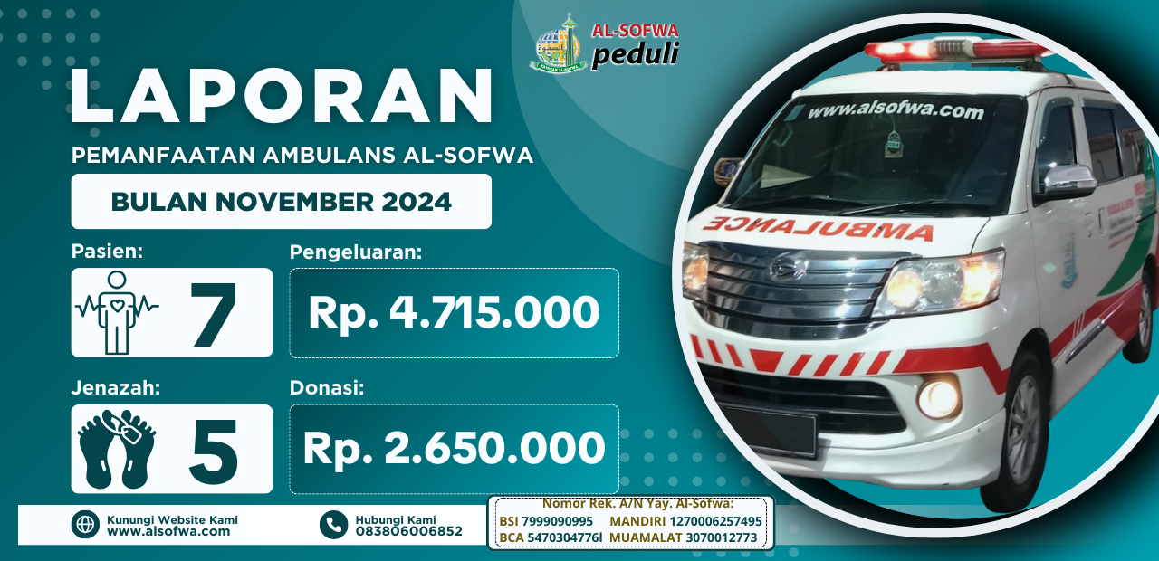 LAPORAN PEMANFAATAN AMBULANS AL-SOFWA BULAN NOVEMBER 2024