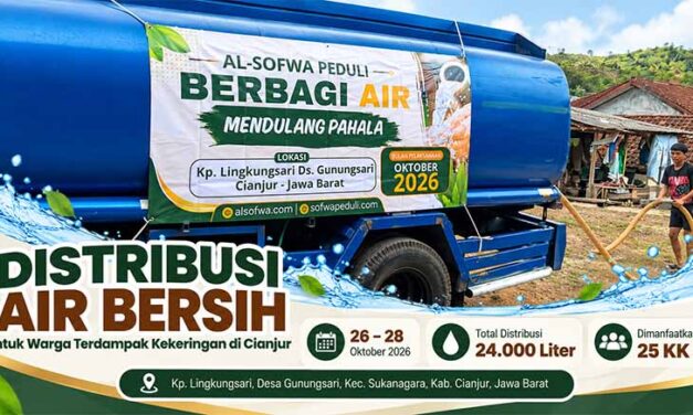 Al-Sofwa Peduli Salurkan 24.000 Liter Air Bersih untuk Warga Terdampak Kekeringan di Cianjur
