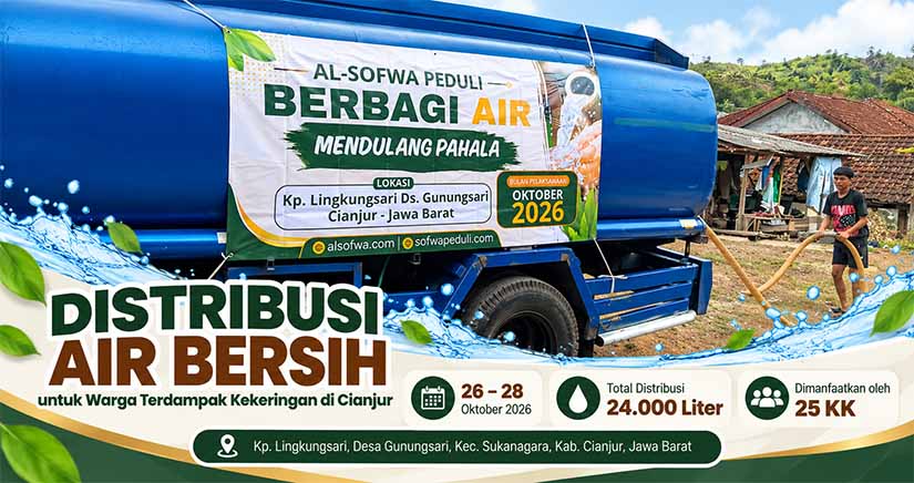Al-Sofwa Peduli Salurkan 24.000 Liter Air Bersih untuk Warga Terdampak Kekeringan di Cianjur